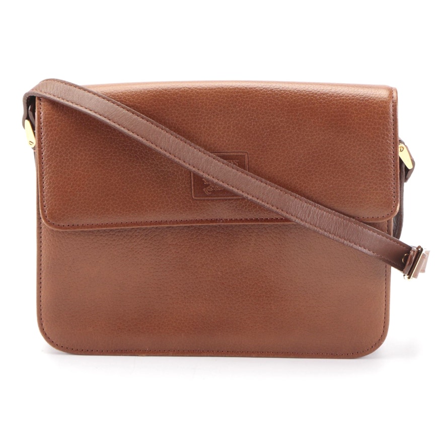 Burberry Brown Leather Front-Flap Crossbody Bag