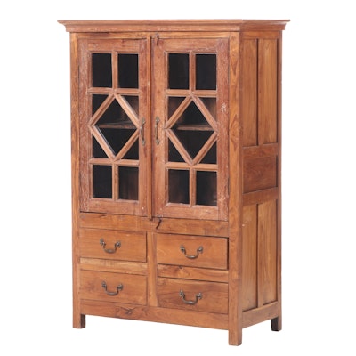 Asian Hardwood Four-Drawer Display Cabinet