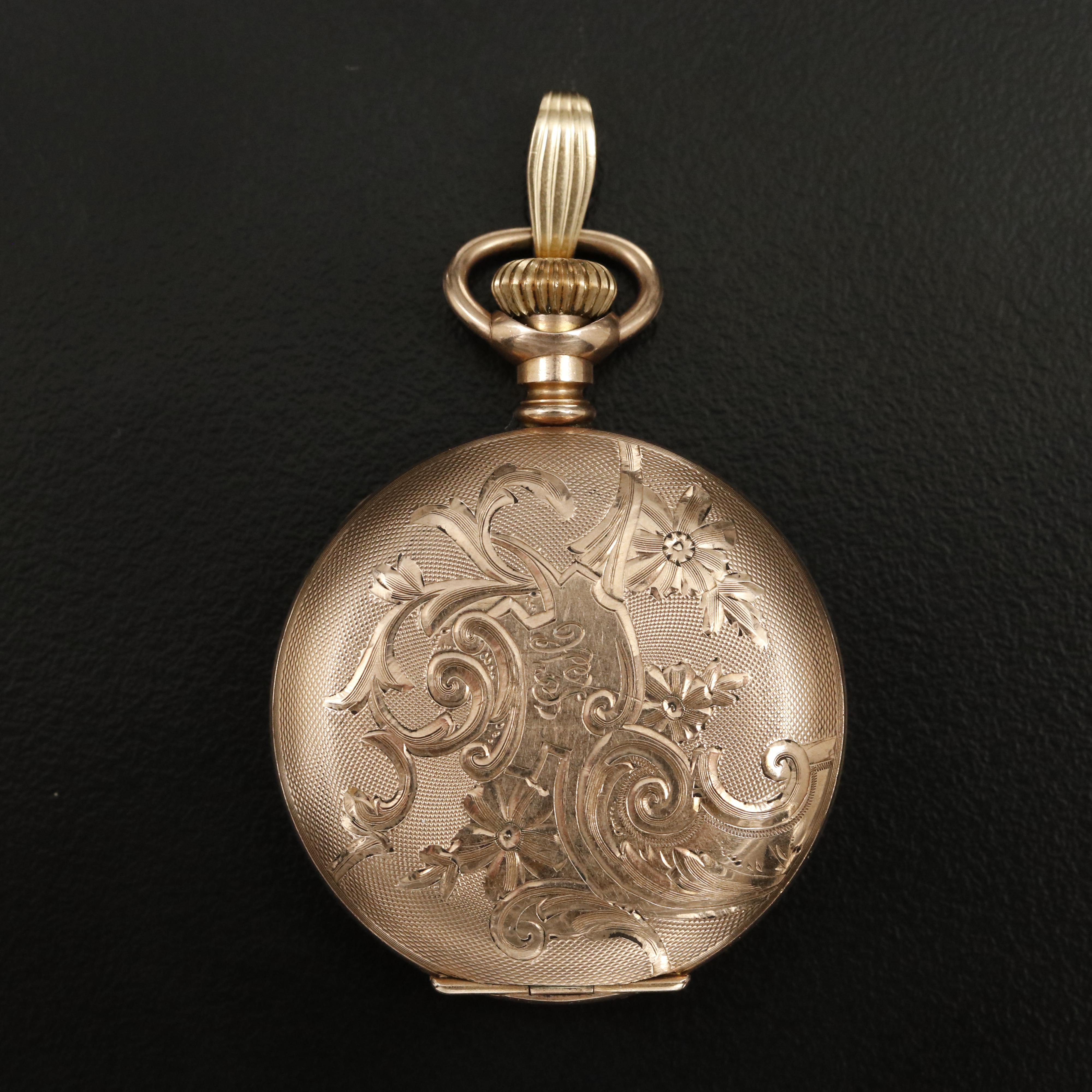 Elgin Gold Filled Pendant Set Pocket Watch EBTH