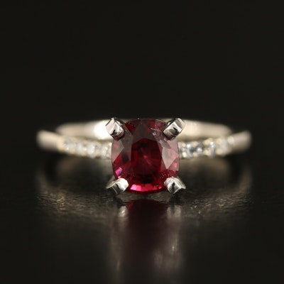 14K and Platinum Burmese Spinel and Diamond Ring with GIA Report
