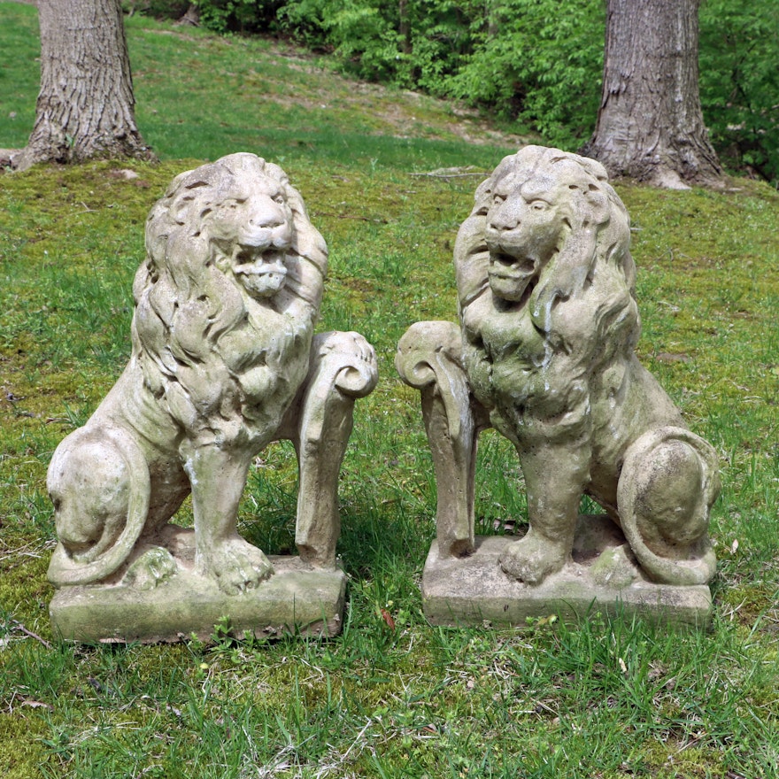 Cement Sculpture Garden Lions