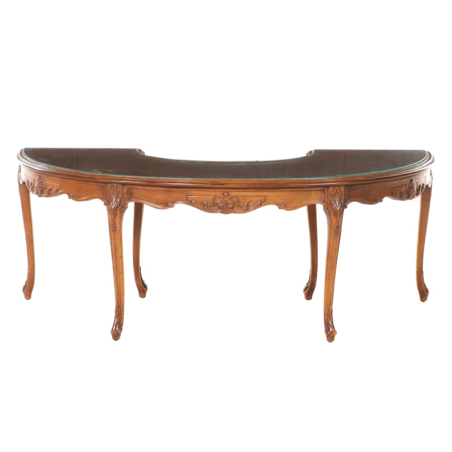 Louis XV Style Walnut Demilune Coffee Table, 20th Century