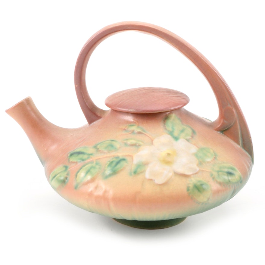 Roseville Pottery "White Rose" Teapot, Mid-20th Century