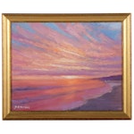 Sean Wu Seascape Oil Painting of Coastal Sunset, 2022