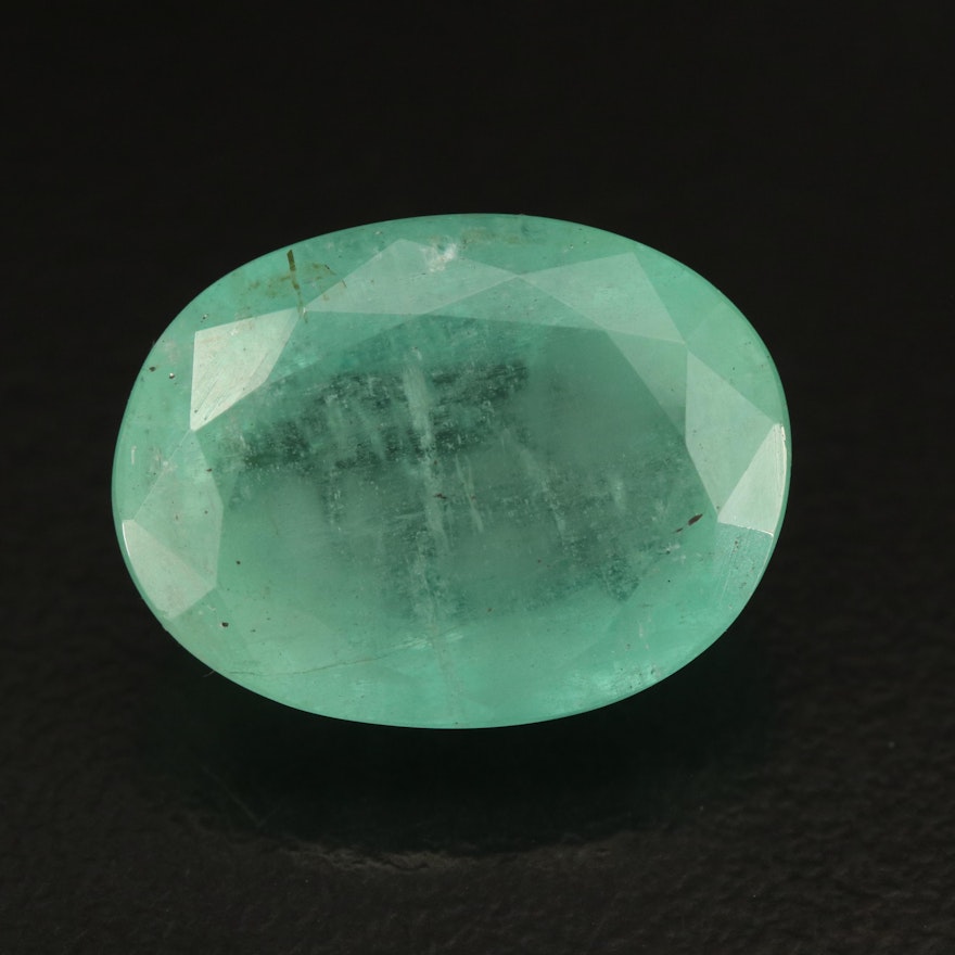 Loose 12.13 CT Oval Faceted Emerald