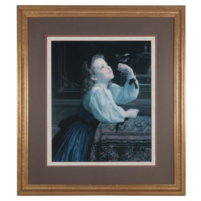 Offset Lithograph After W.A. Bouguereau "Tête d'etude l'oiseau"