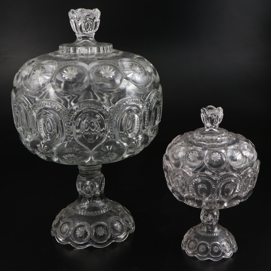 EAPG Adams & Co. "Palace Clear" Lidded Compotes, Late 19th Century