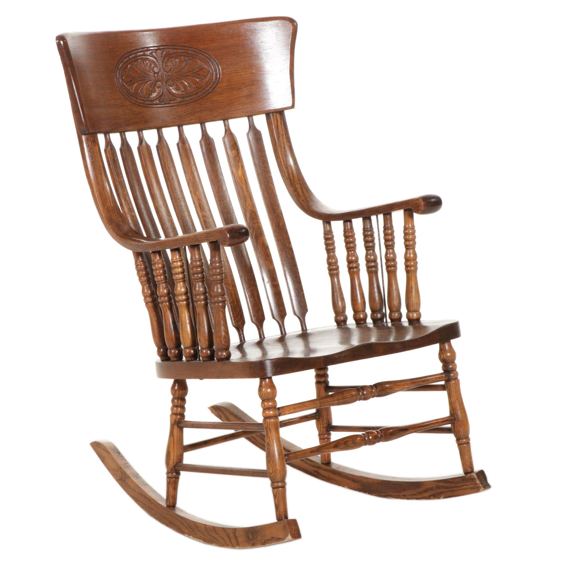 Marietta Chair Co. Oak PressDecorated Rocking Chair, Early 20th