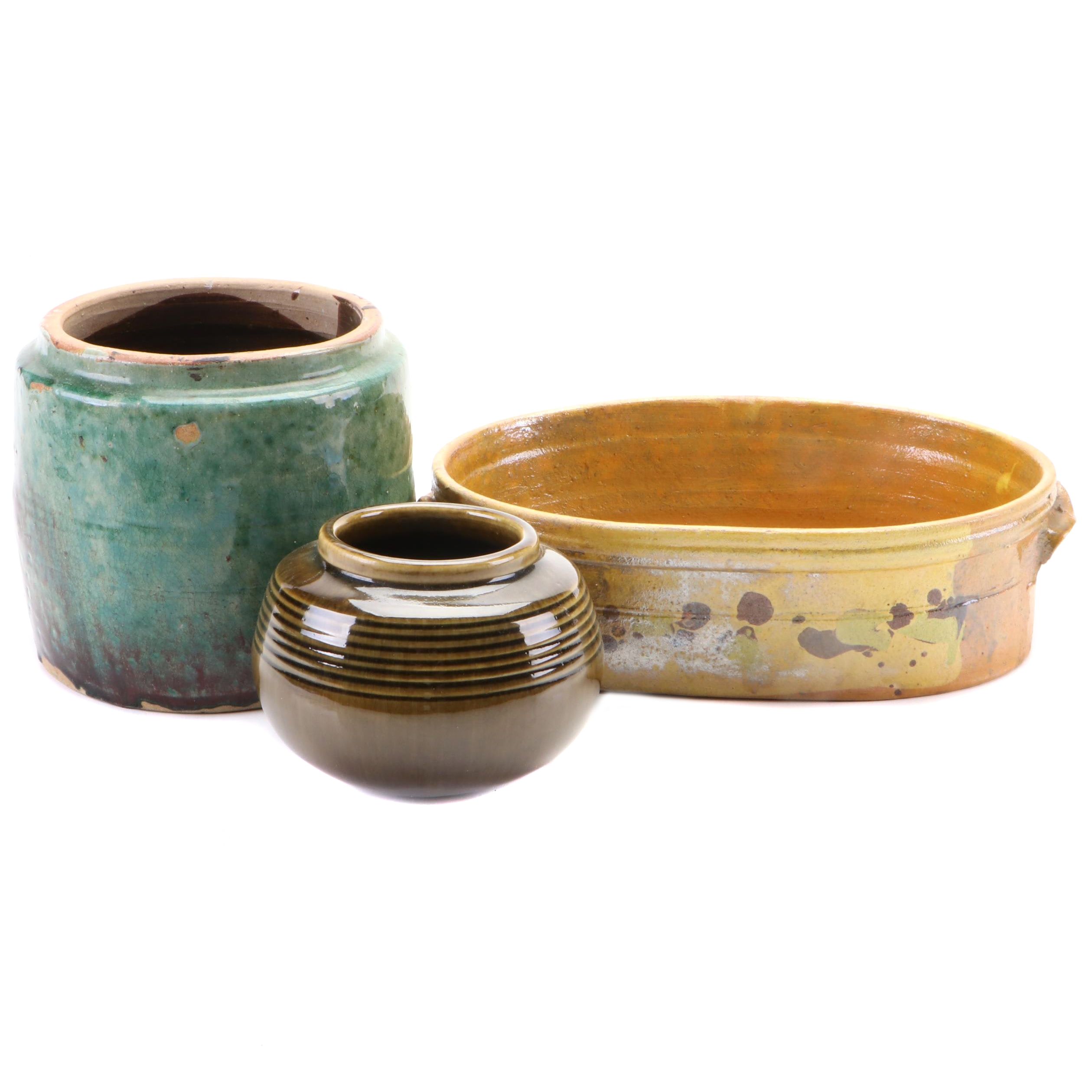 Southeast Asian Foot Bath Planter with Other Earthenware Vessels EBTH