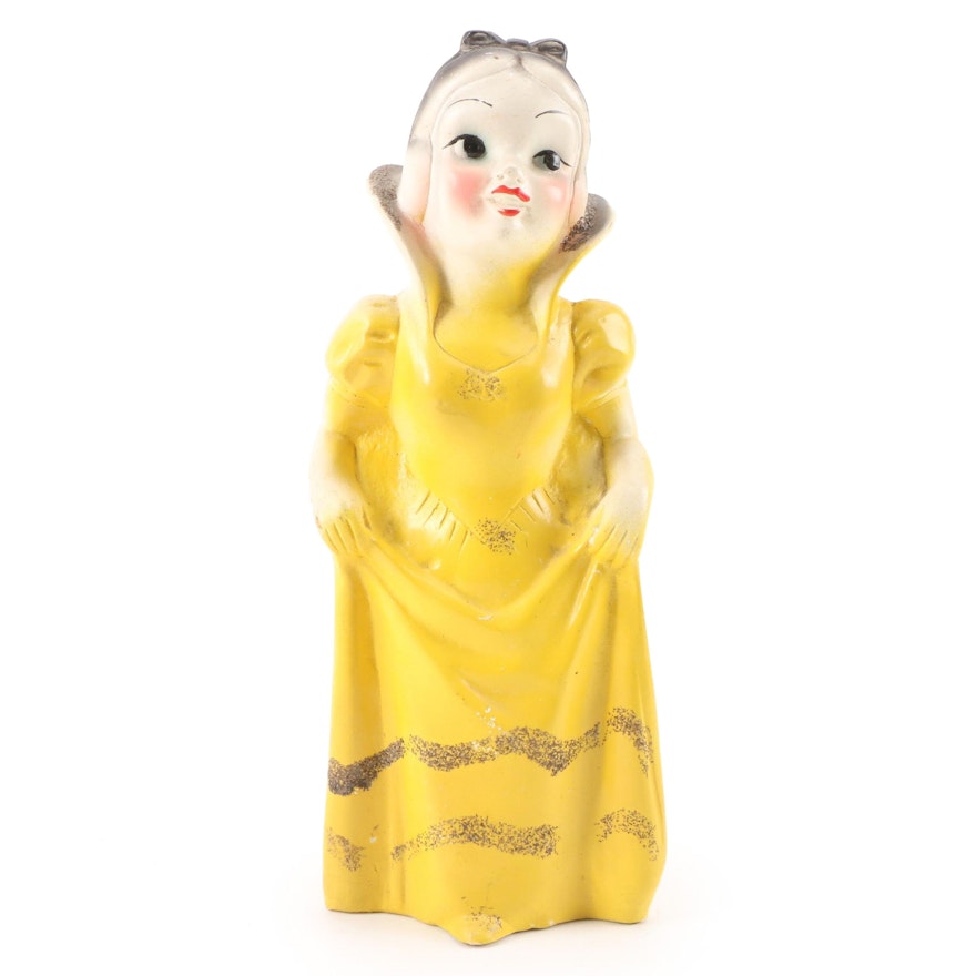 Snow White Carnival Prize Chalkware Figurine, Mid-20th Century
