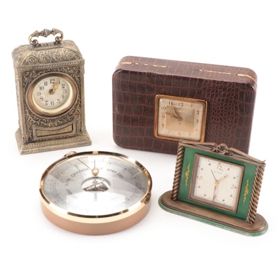 Phinney-Walker Vanity Box Clock with Other Desk Clocks and Barometer