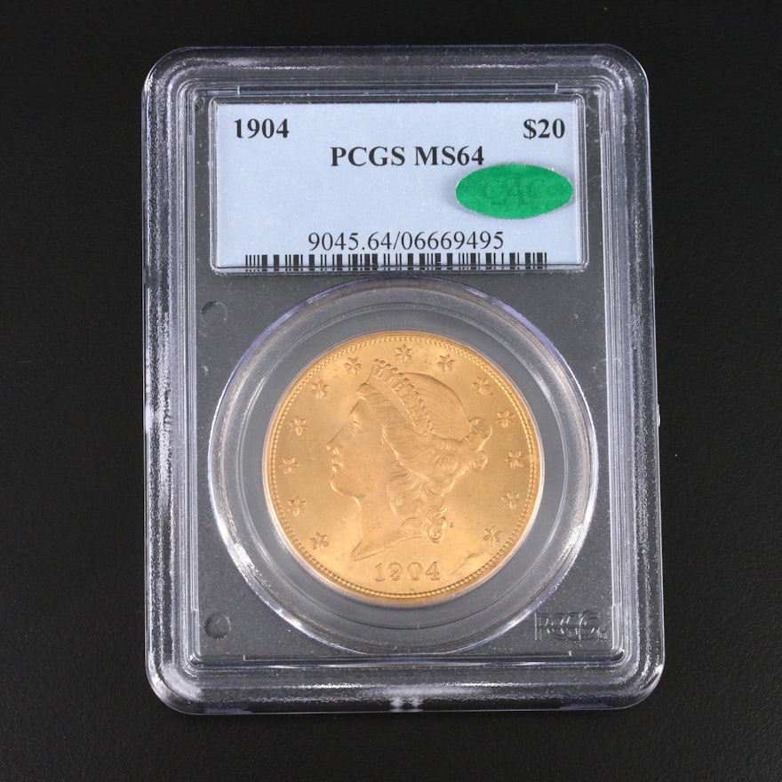 PCGS Graded and CAC Certified MS64 1904 Liberty Head $20 Gold Coin