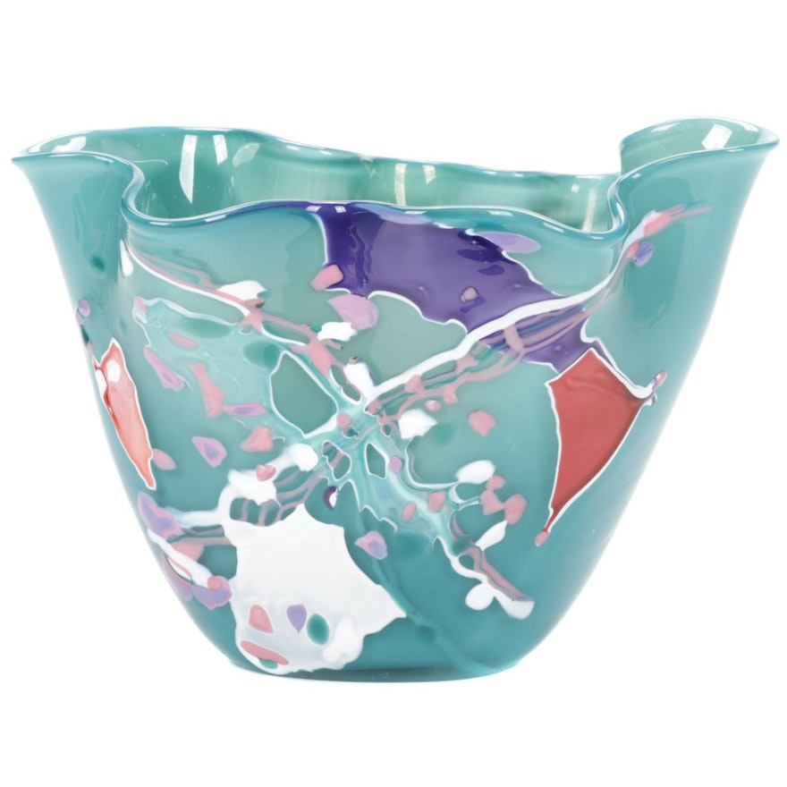 Stephen Rich Nelson Free Form Art Glass Vase, 1993