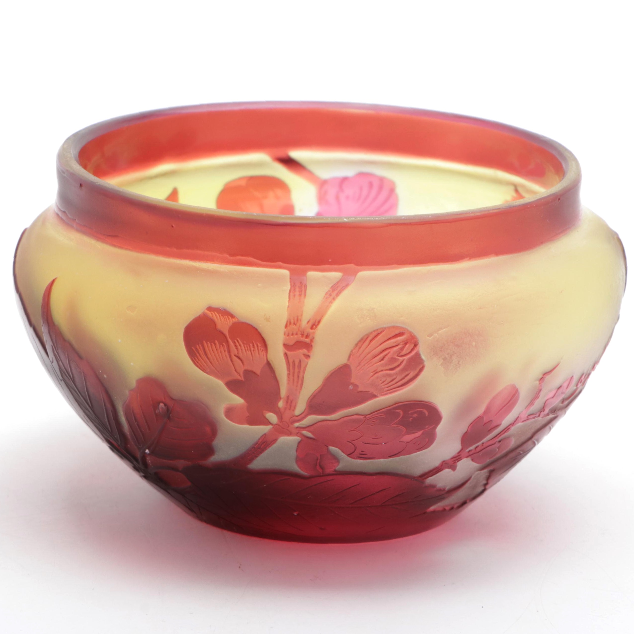 Gallé Art Nouveau Cameo Cut and Engraved Art Glass Vase, Early 20th