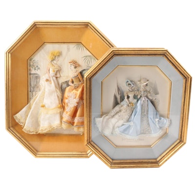 French Engraved and Embellished Fashion Plate Shadow Boxes