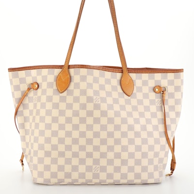 Louis Vuitton Neverfull MM in Damier Azur Canvas and Vachetta Leather
