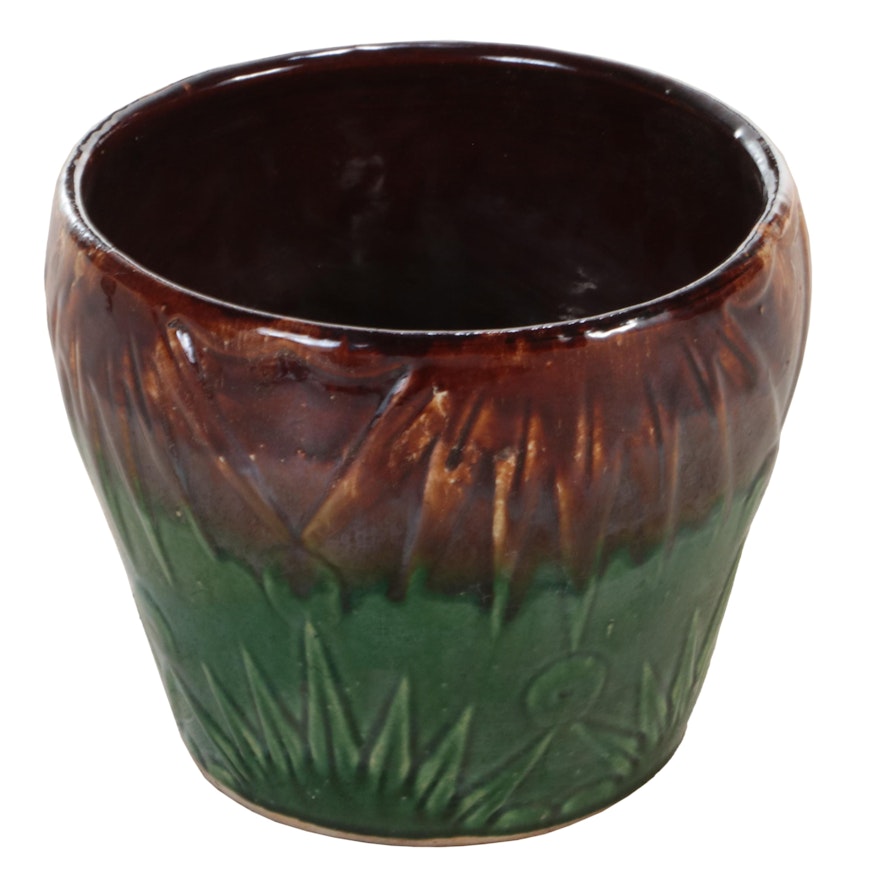 Robinson Ransbottom Pottery Co. Sun and Moon  Brown and Green Planter