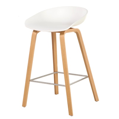 HAY Molded Plastic and Laminated Oak Counter Height "About a Stool"