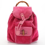 Gucci Bamboo Backpack Mini in Pink Suede and Leather