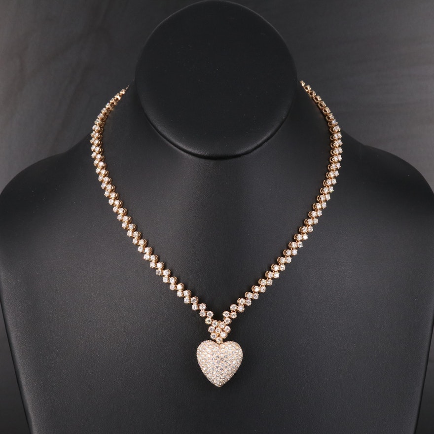 14K 10.34 CTW Diamond Heart Necklace
