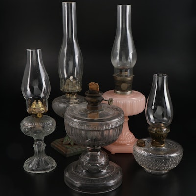 Victorian Climax, P&A, Scovill and More Pressed Glass Oil Lamps, 19th and 20th C