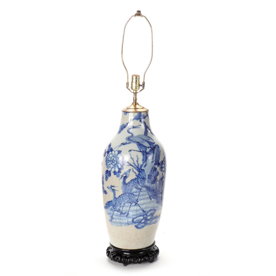 Chinese Blue and White Large-Scale Vase Converted Lamp