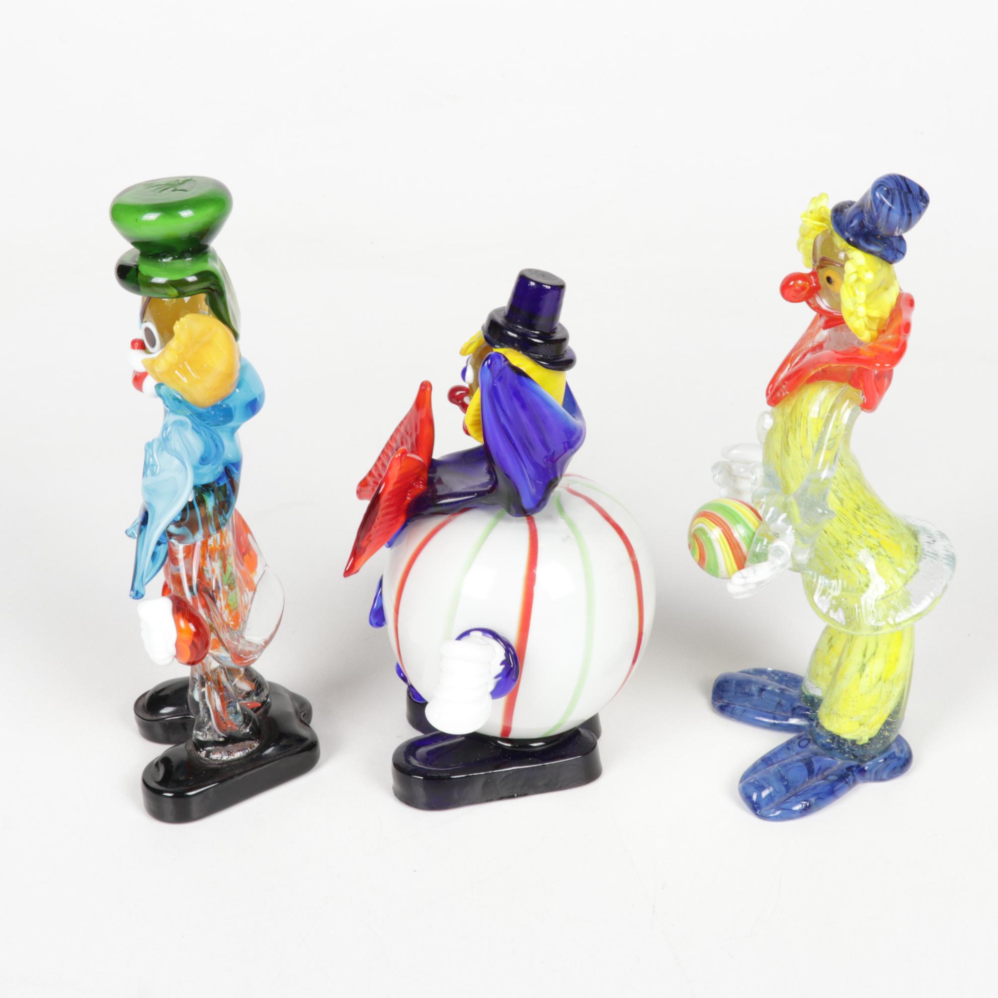 HandBlown Murano Style Art Glass Clown Figurines EBTH