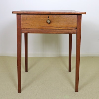 American Primitive Pine Single-Drawer Stand, Mid-19th Century