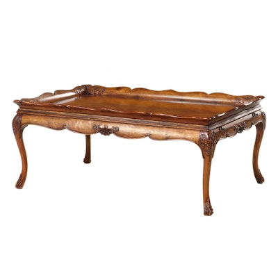 Louis XV Style Galleried Top Maple Finish Coffee Table, Late 20th Century