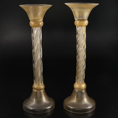 Alberto Donà Murano Blown Art Glass Candlesticks