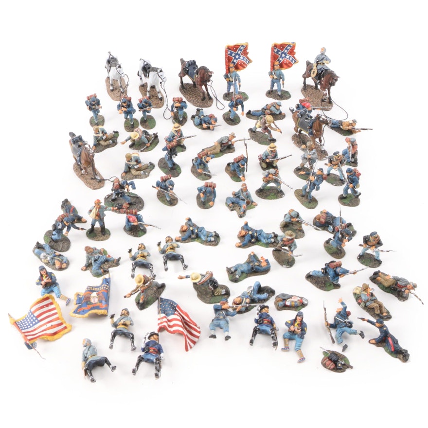 King & Country Cast Metal American Civil War Toy Soldiers, Flags and Horses
