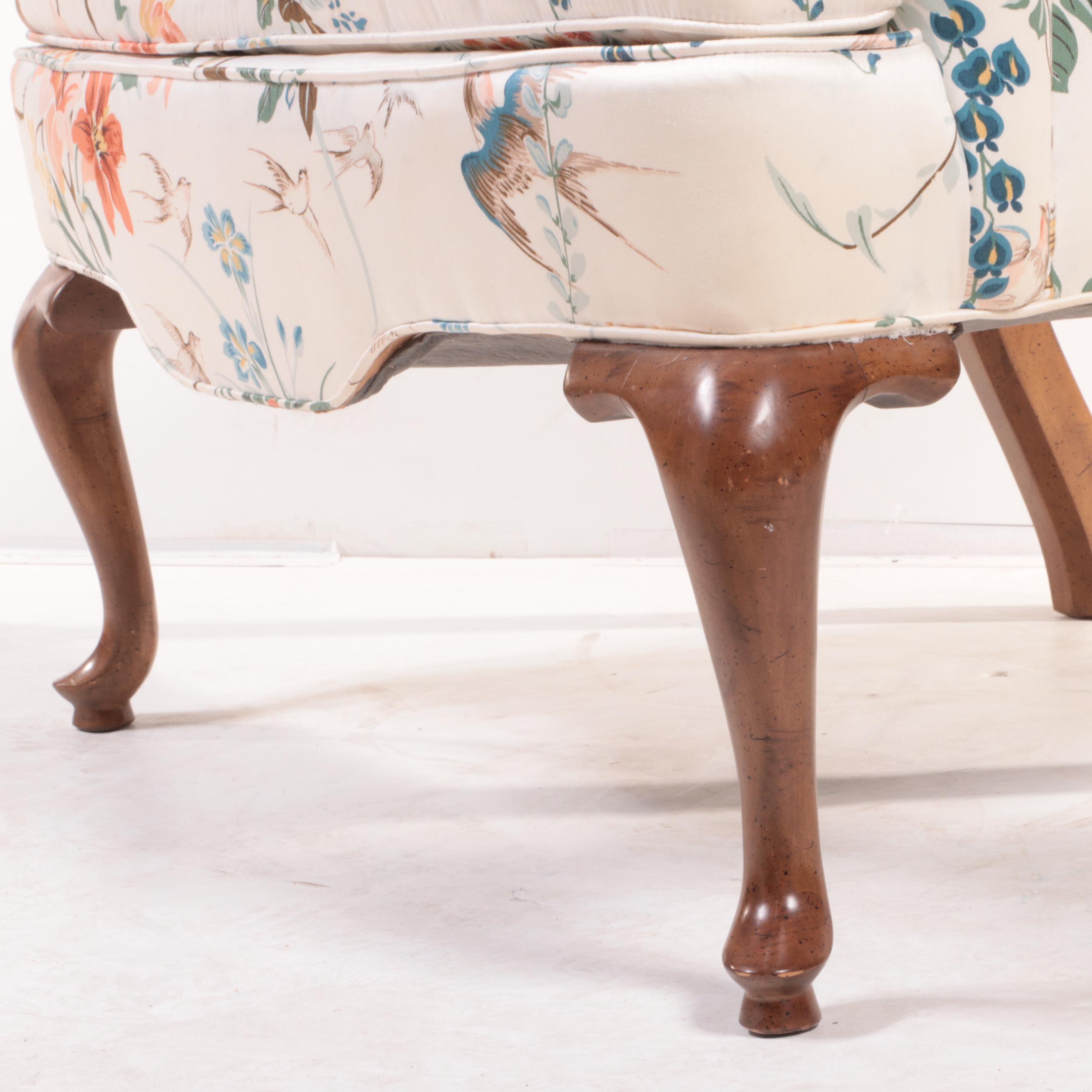 Drexel Heritage Queen Anne Style CustomUpholstered Wingback Armchair