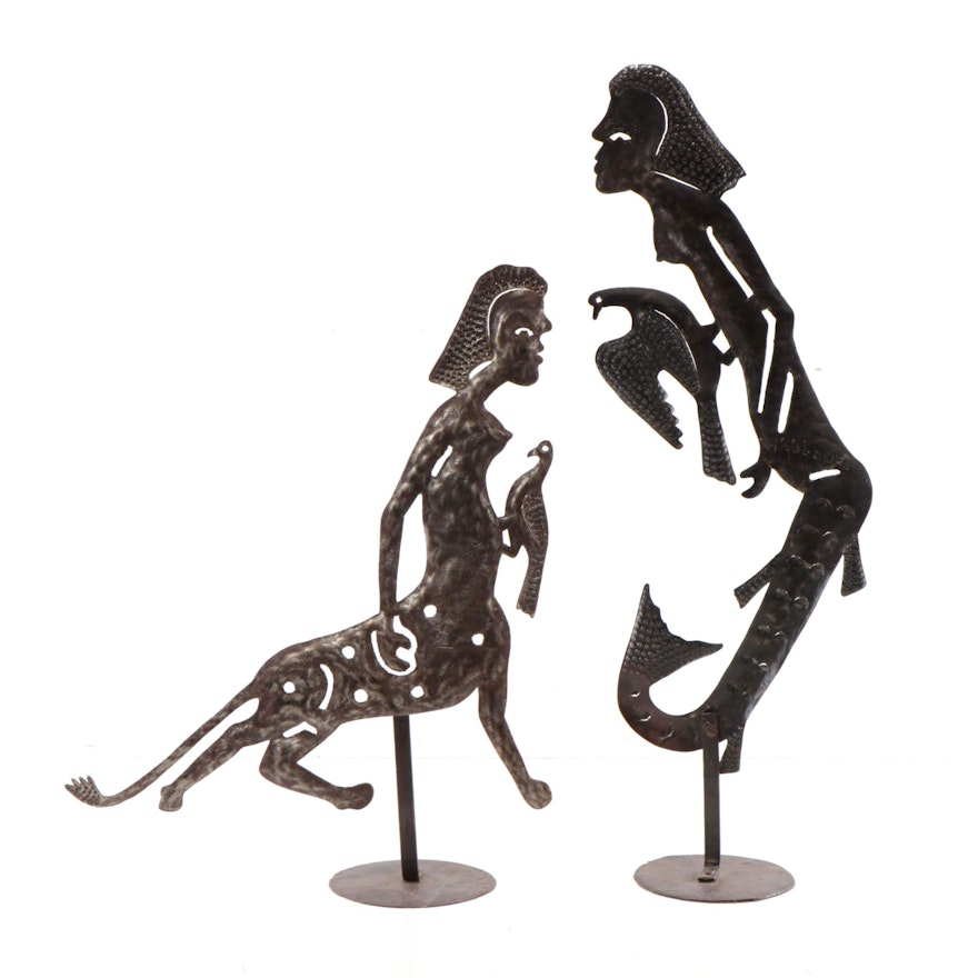 Serge Jolimeau Haitian Metal Sculpture of Hybrid Figures
