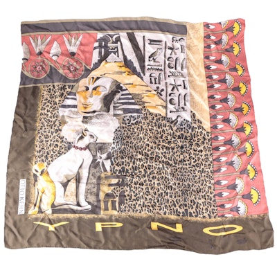 Otto Kern Ypno Egyptian Motif Silk Twill Scarf