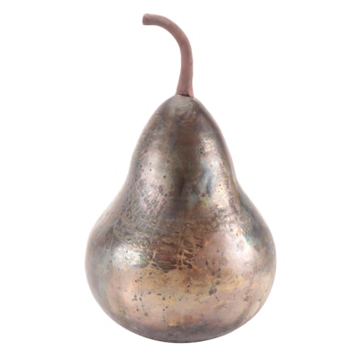Steven Forbes-deSoule Raku Fired Iridescent Pear Form Vessel