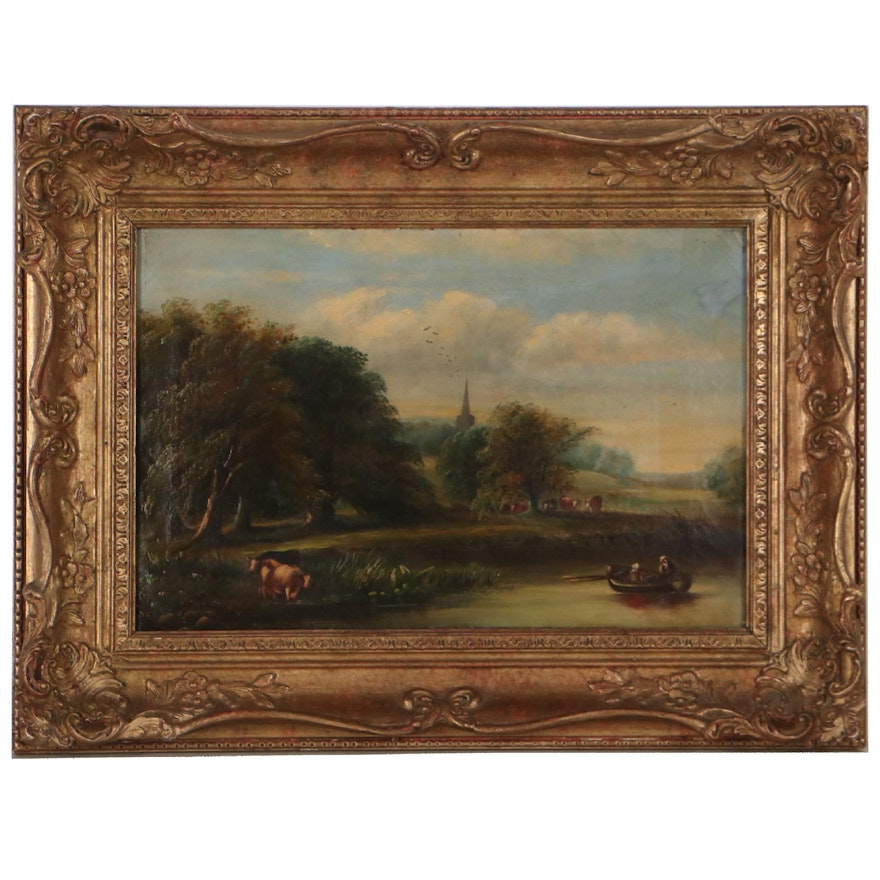 Oil Painting of Rural Landscape, Late 18th Century