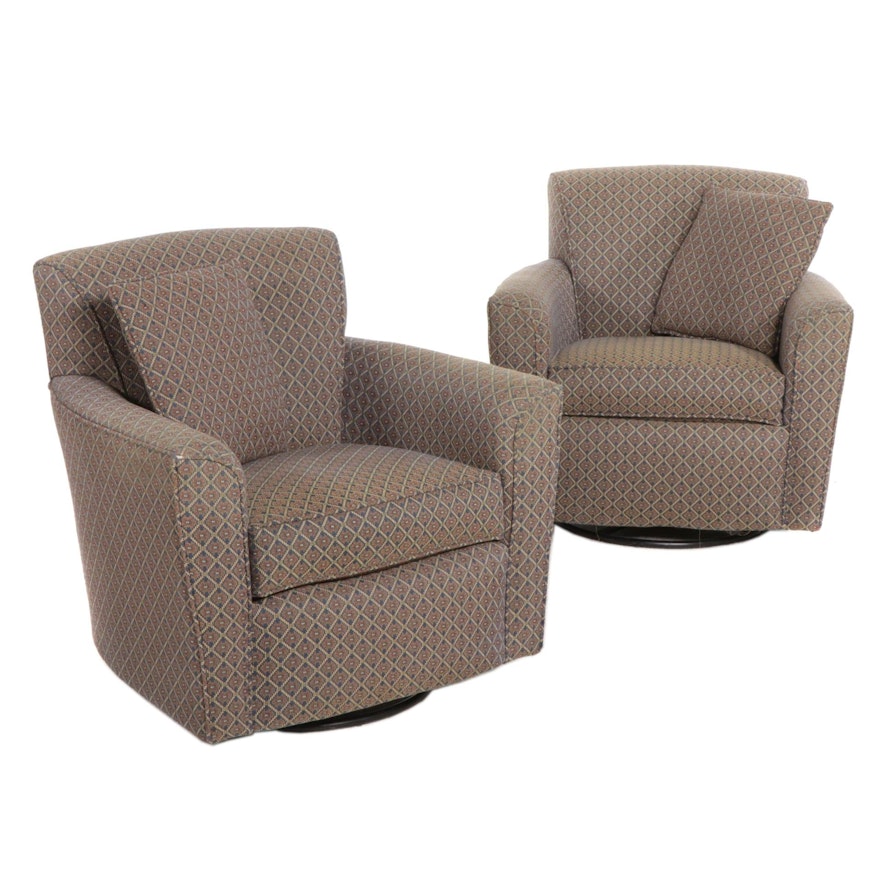 Pair of Flexsteel Upholstered Rocking Swivel Lounge Chairs