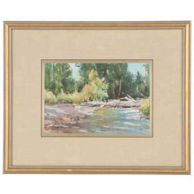 Jane Skaar Coleman Watercolor Painting "Cottonwood Creek," Late 20th Century