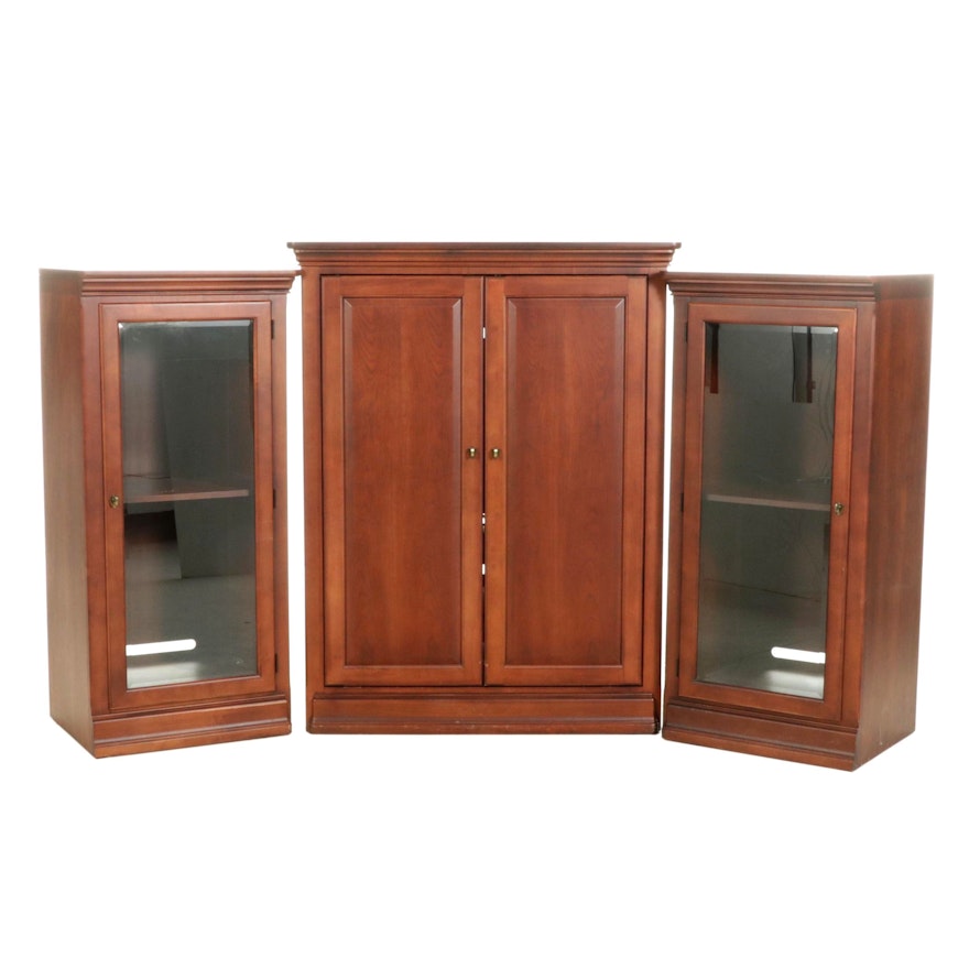 Thomasville Louis Philippe Style Cherry Three-Piece Media and Display Cabinet