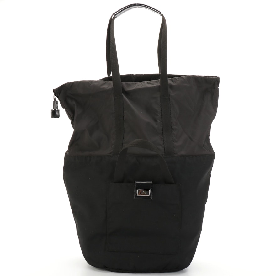 Gucci Black Nylon Convertible Tote Bag