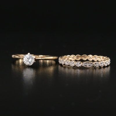 14K 0.39 CTW Diamond Solitaire Ring and Eternity Band