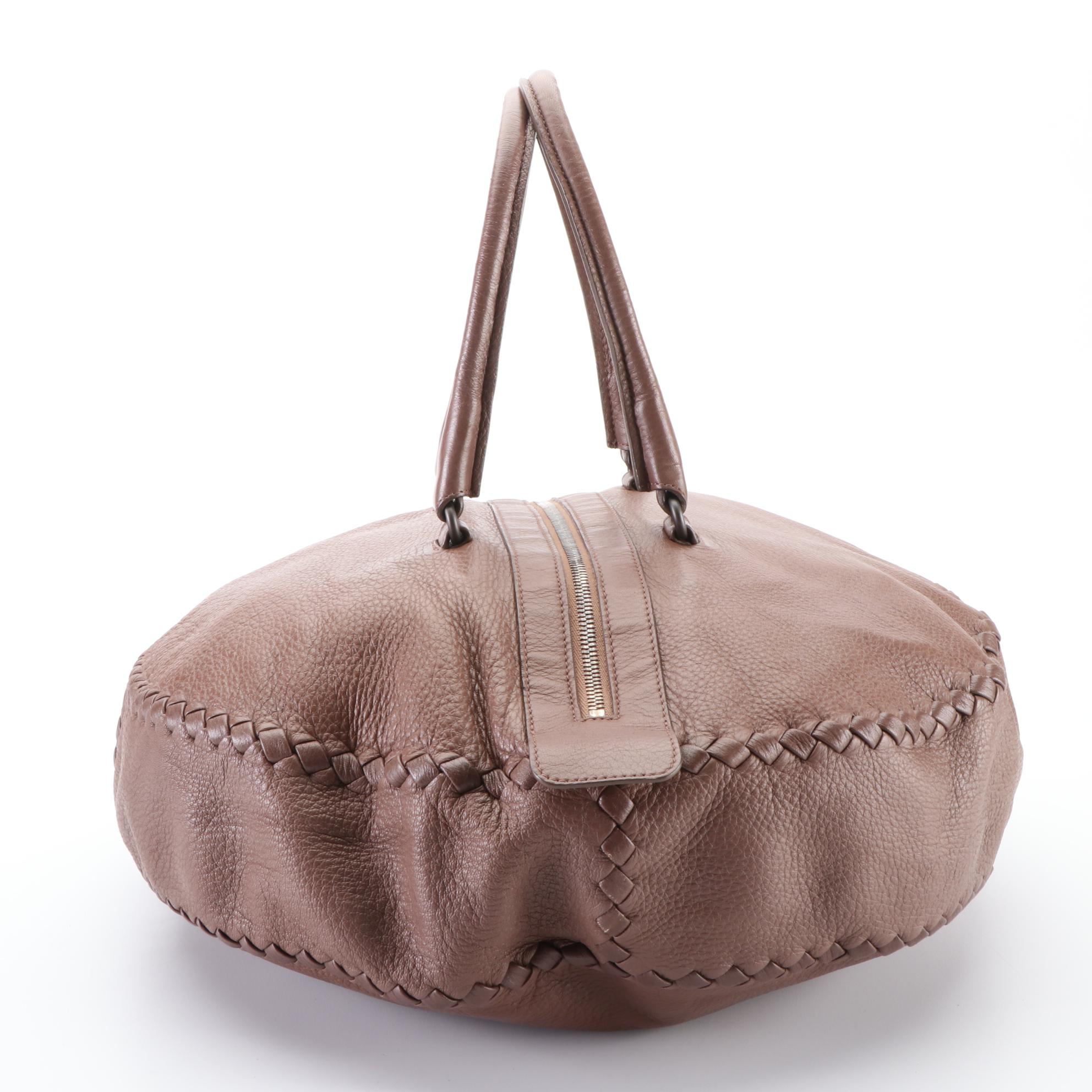 Bettega Round TopHandle Bag in Grained Intrecciato Leather EBTH