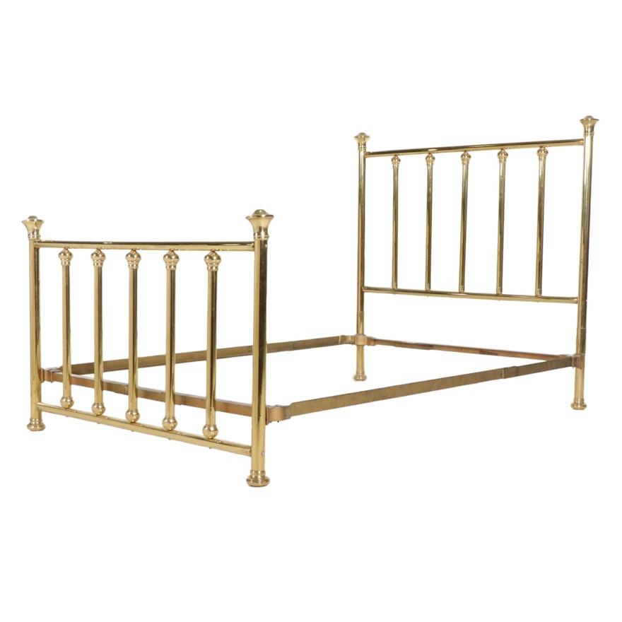 Victorian Style Queen Size Brass Bed Frame, Early to Mid 20th Century