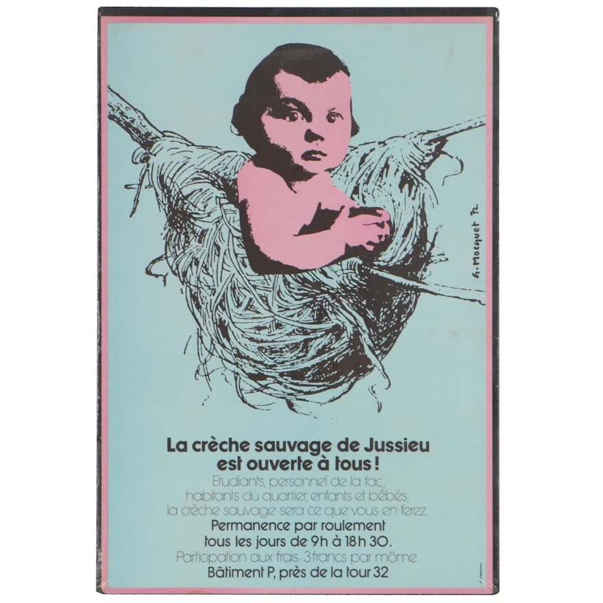 French Serigraph Flyer of Theater Production