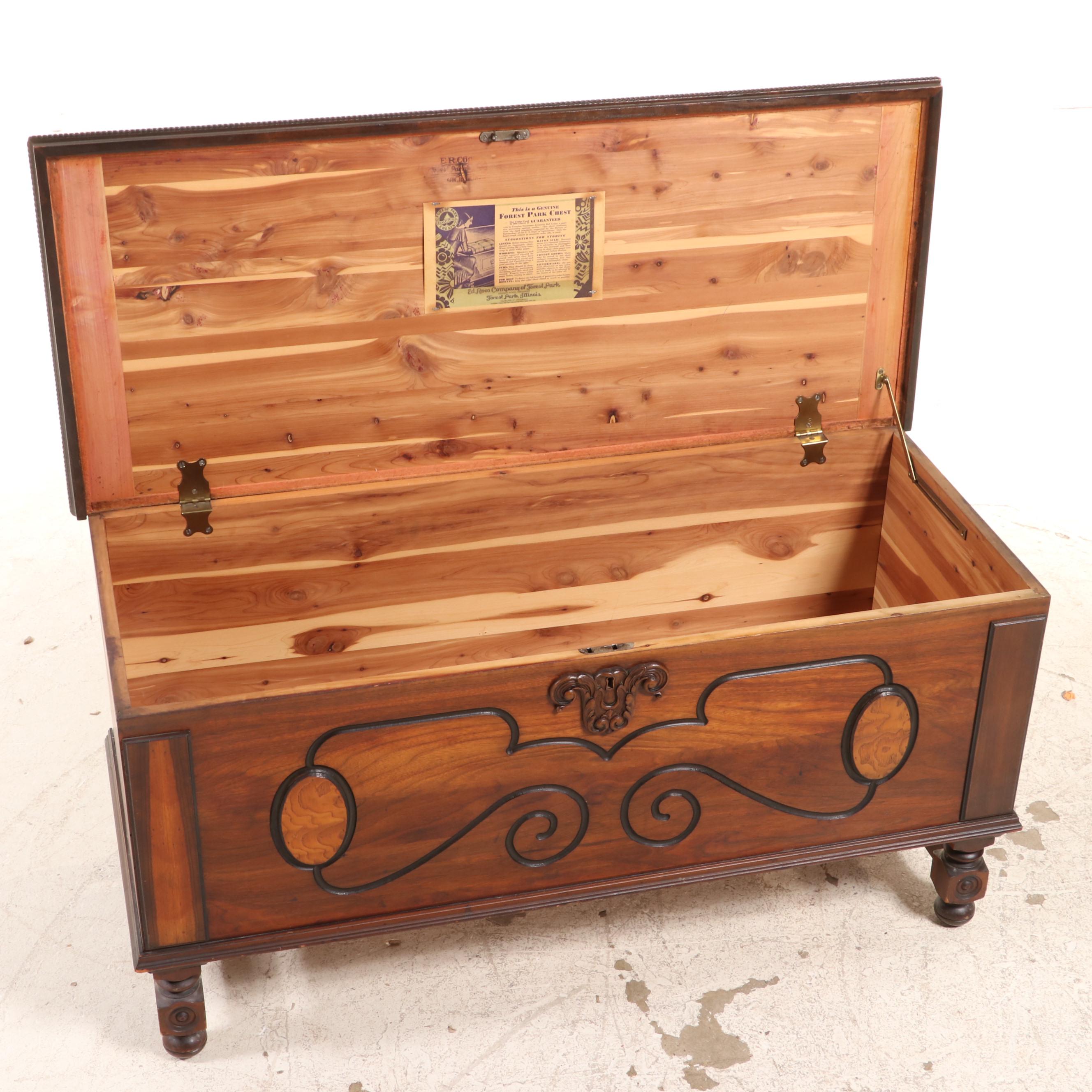 Ed Roos Company Jacobean Revival Walnut, Burl Ash, and Cedar Blanket