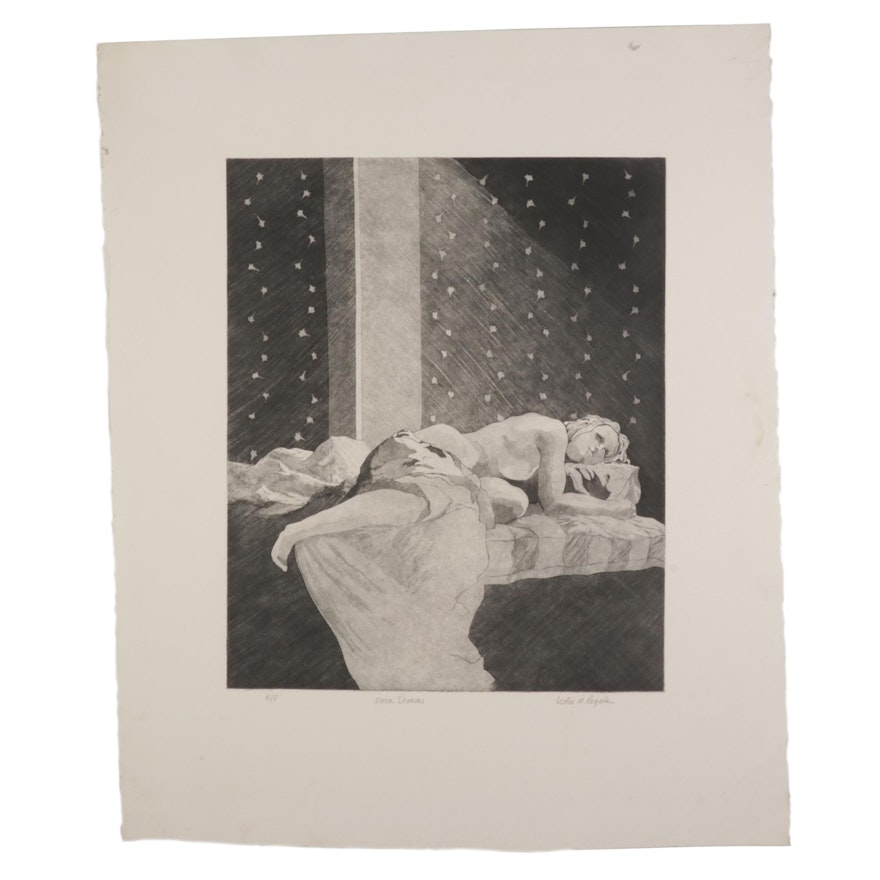 Leslie M. Begala Etching "Moon Dreams," Late 20th-21st Century