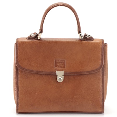Burberrys Top-Handle Bag in Brown Grained Leather