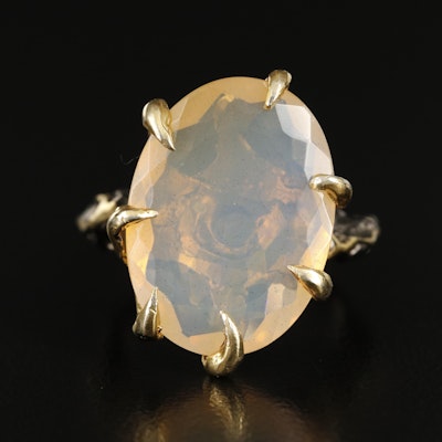 Sterling Opal Ring with Freeform Detail