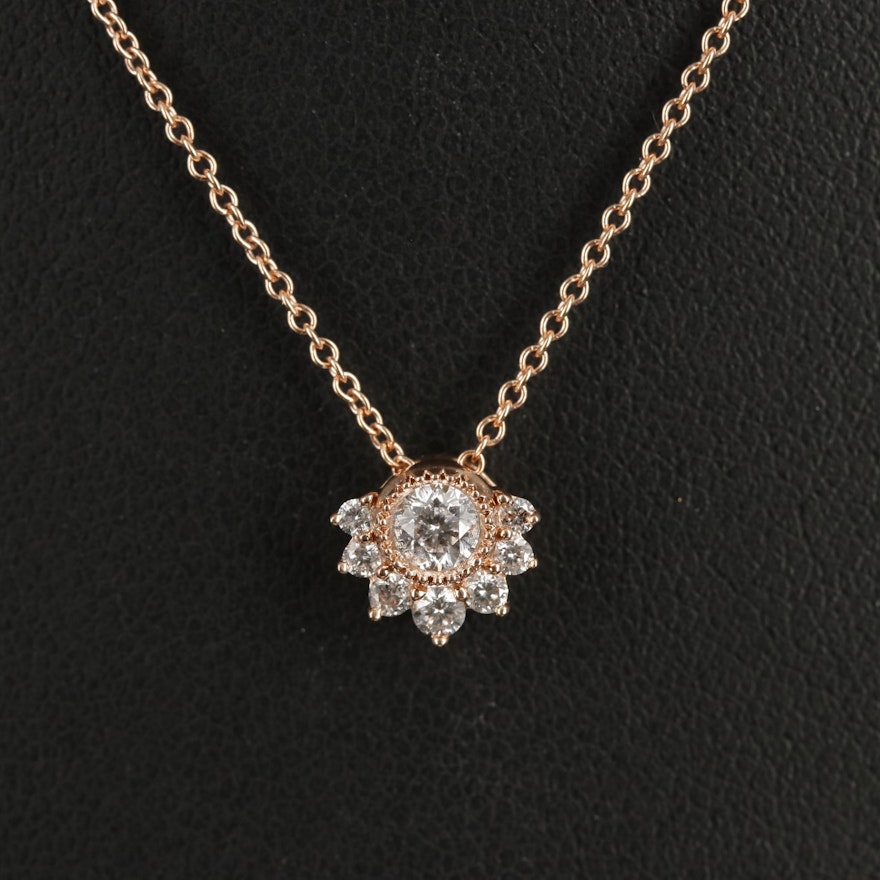 10K and 14K Rose Gold 0.32 CTW Diamond Necklace