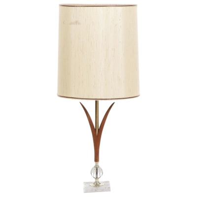 Mid Century Modern Table Lamp with Teak and Acrylic Base